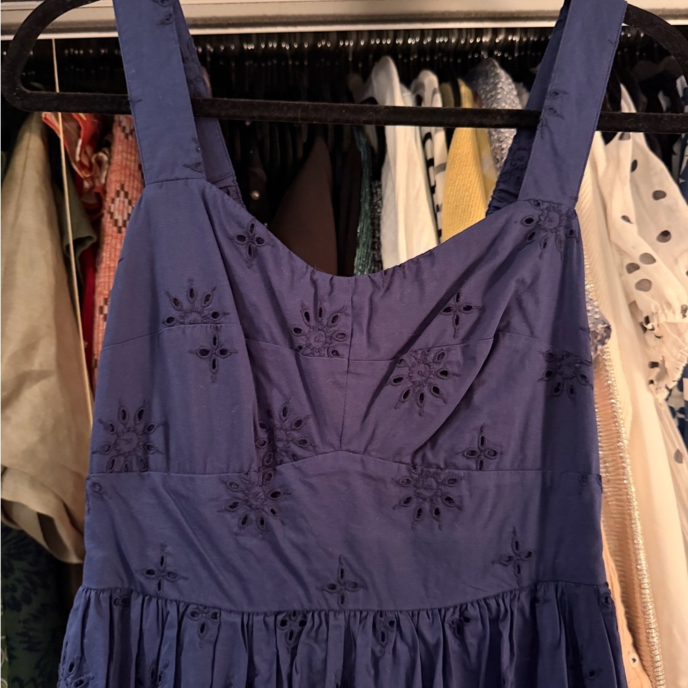 J. Crew Deep Blue Eyelet Maxi Dress - Picture 2 of 4